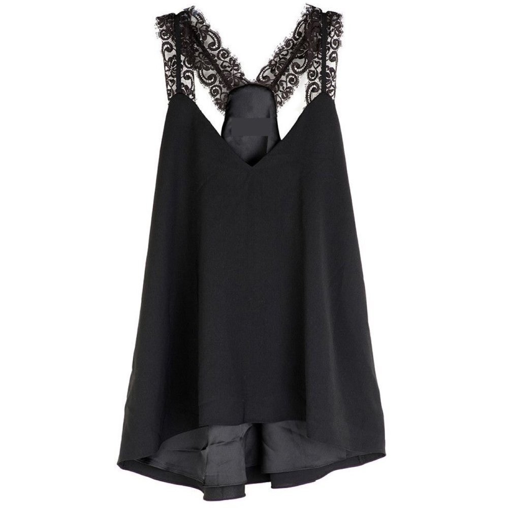 Black Tank with Lace Strap Detail